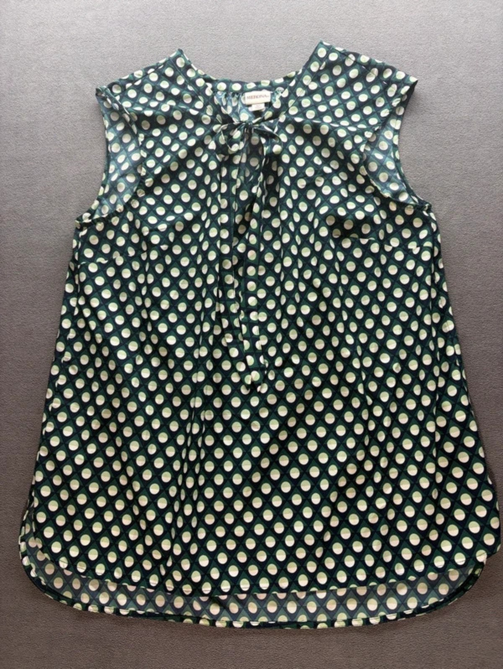 Merona Green and Cream Polka Dot Tie-Neck Sleeveless Camisole Top